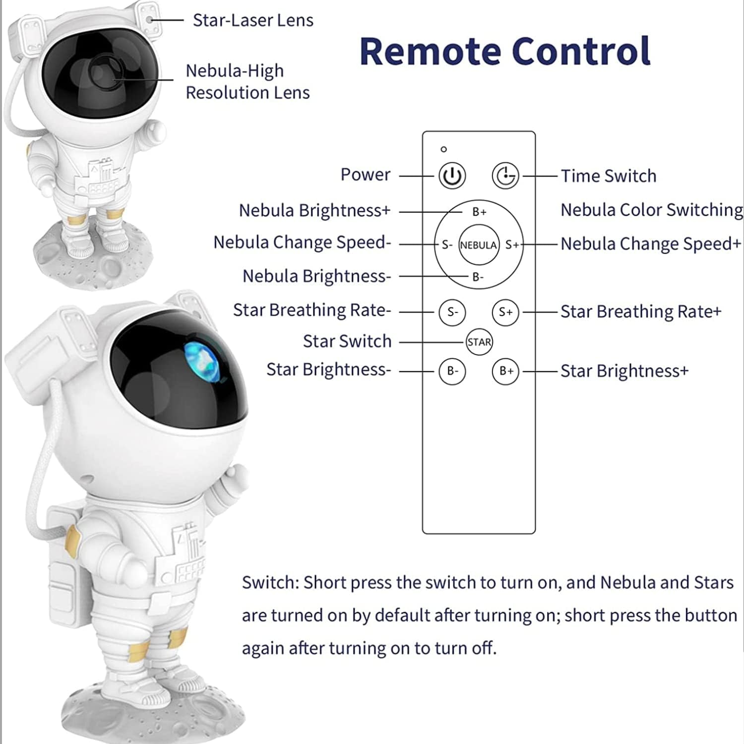 Astronaut Night Lamp | Remote-Control LED Mood Light for Home & Bedroom