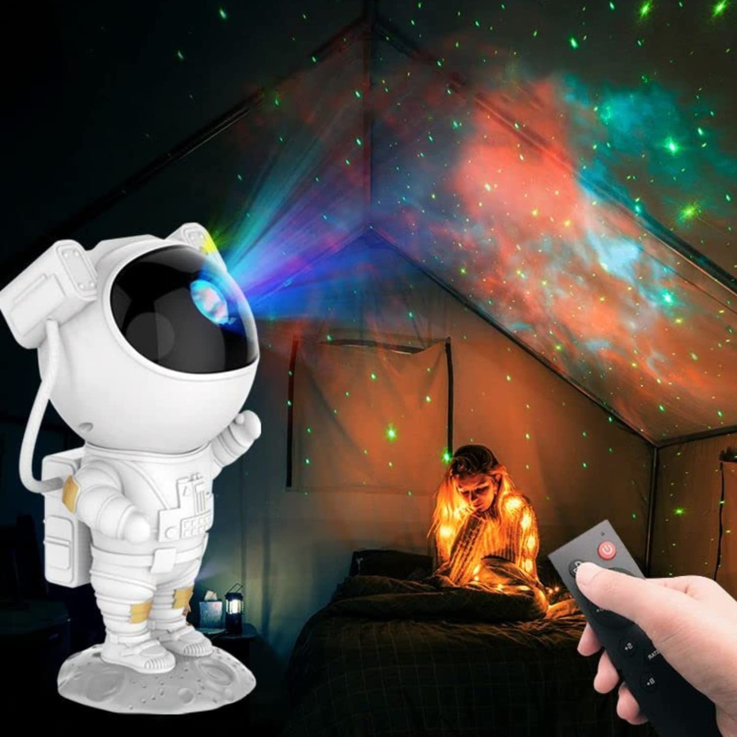 Astronaut Night Lamp | Remote-Control LED Mood Light for Home & Bedroom