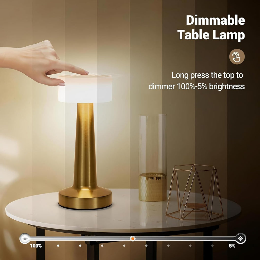 SIYARA RadiantTouch™ LED Lamp | Rechargeable Sensor Light with Copper Shade