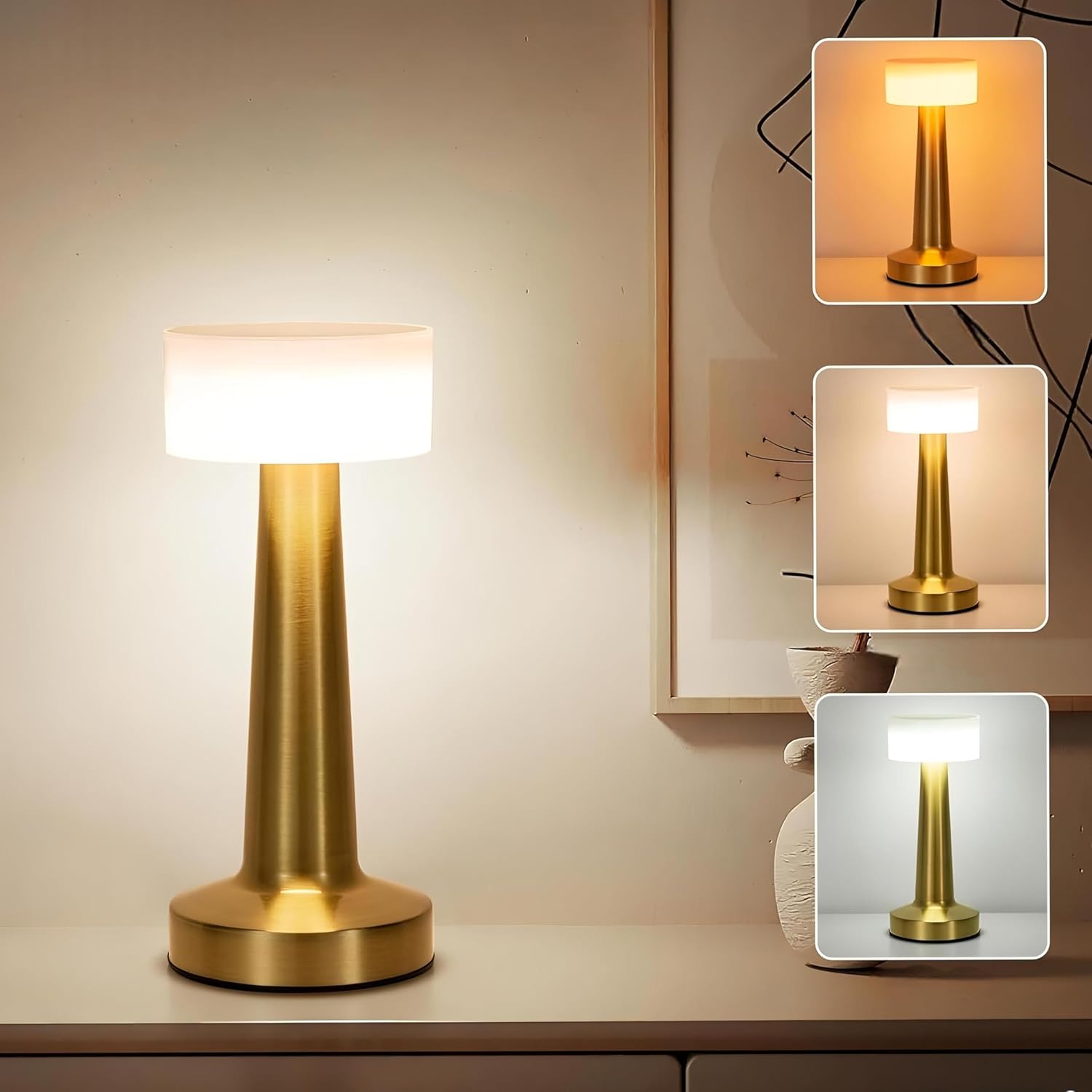 SIYARA RadiantTouch™ LED Lamp | Rechargeable Sensor Light with Copper Shade