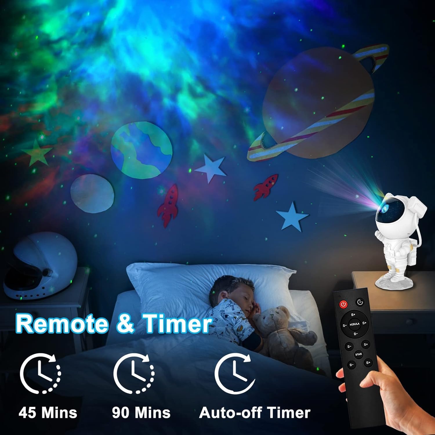 Astronaut Night Lamp | Remote-Control LED Mood Light for Home & Bedroom