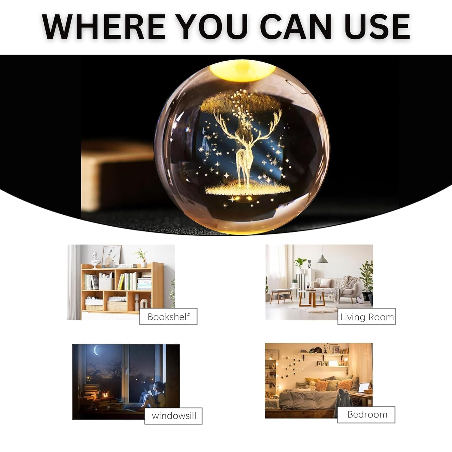 Crystal Globe Night Lamp | 3D Engraved LED Light with Wooden Base