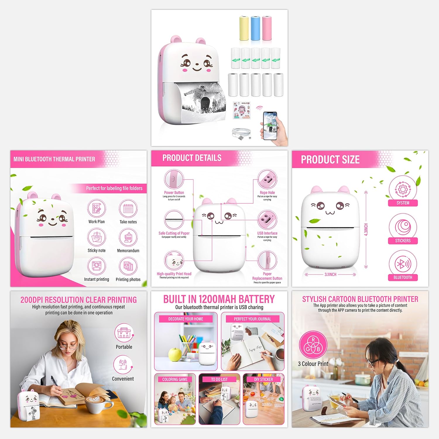 Mini Pocket Printer | Wireless Bluetooth Thermal Printer for Notes & Photos