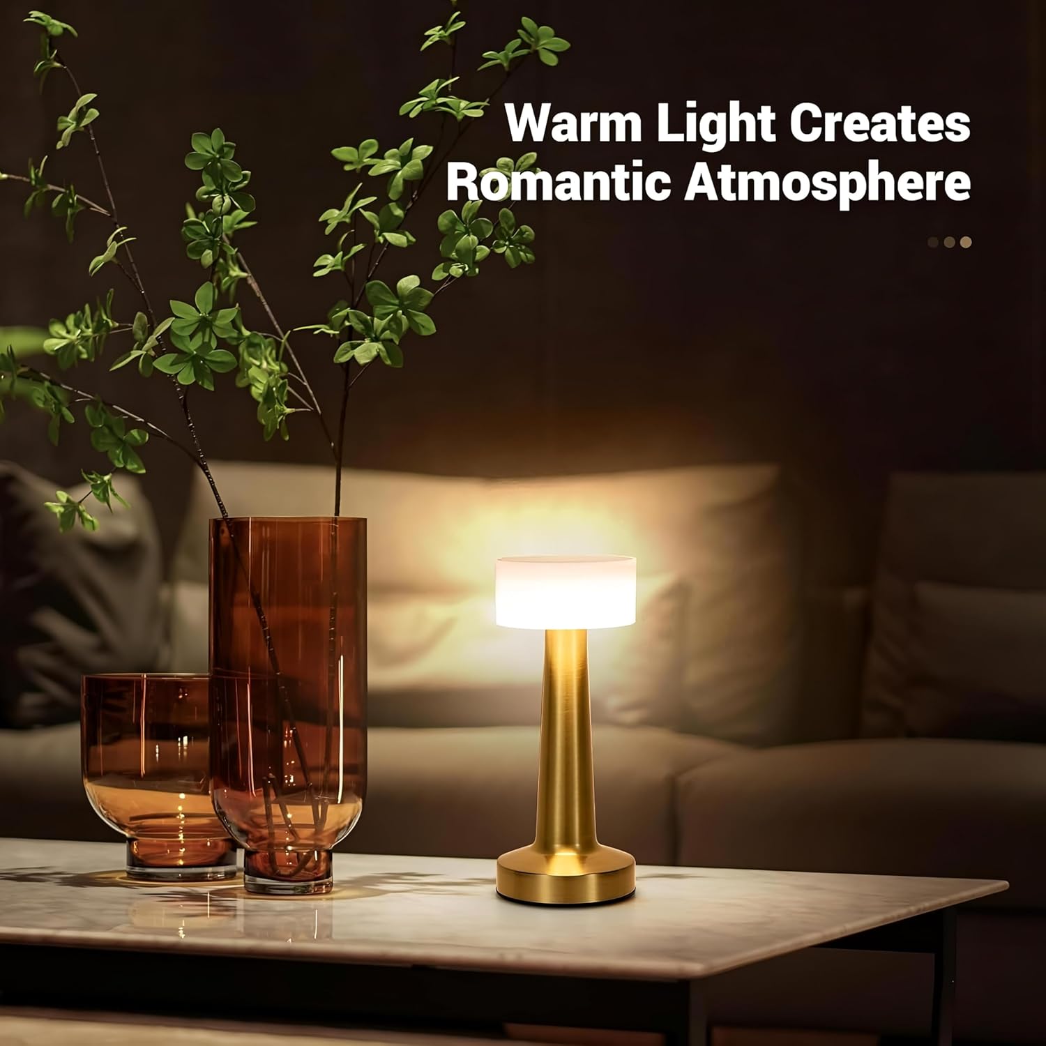 SIYARA RadiantTouch™ LED Lamp | Rechargeable Sensor Light with Copper Shade
