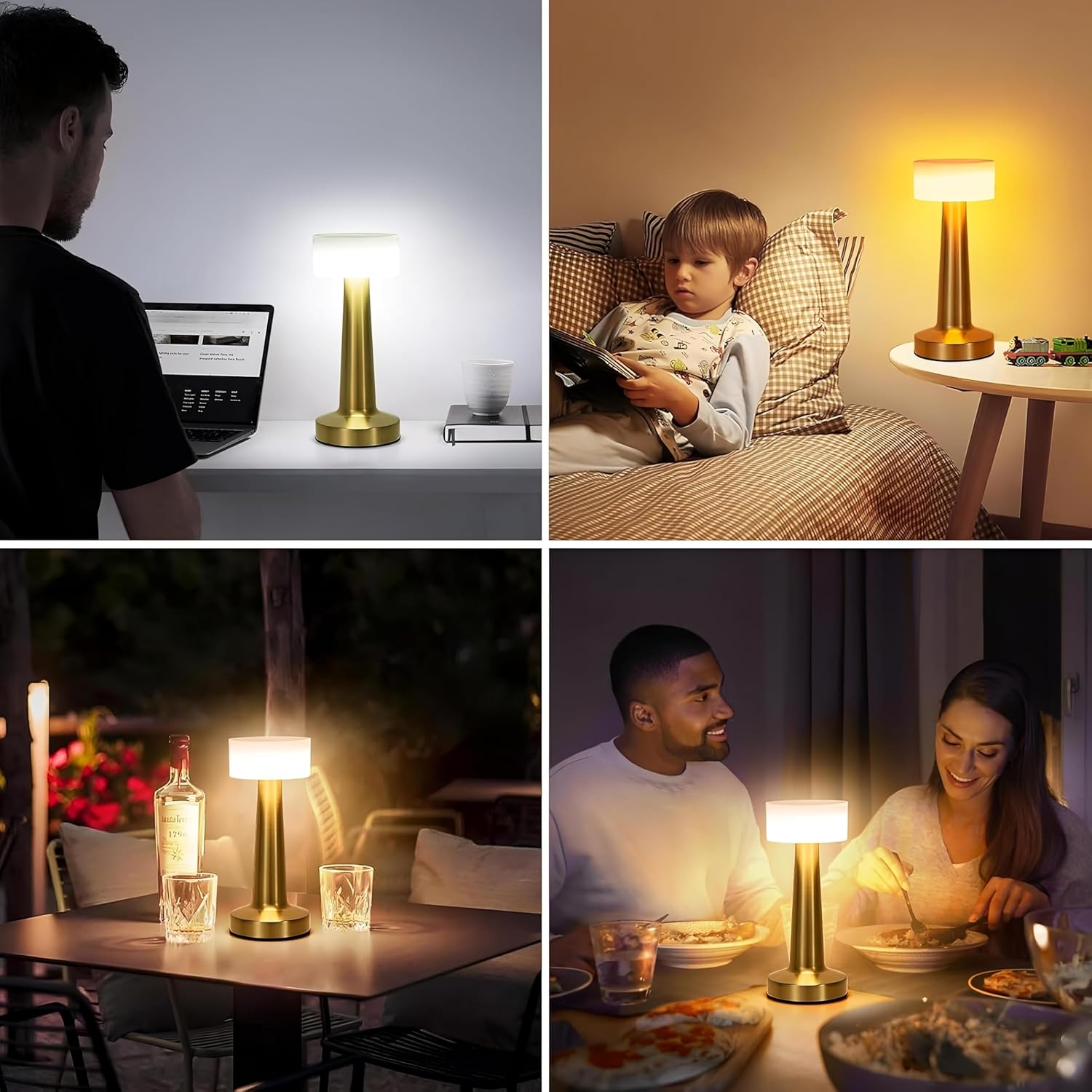 SIYARA RadiantTouch™ LED Lamp | Rechargeable Sensor Light with Copper Shade