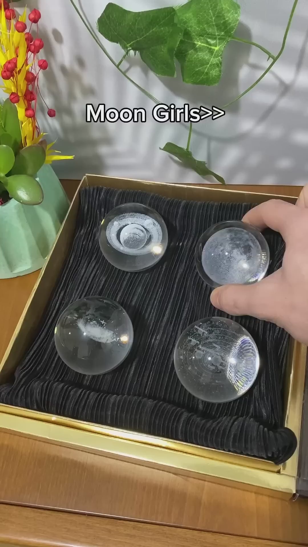 Crystal Globe Night Lamp | 3D Engraved LED Light with Wooden Base