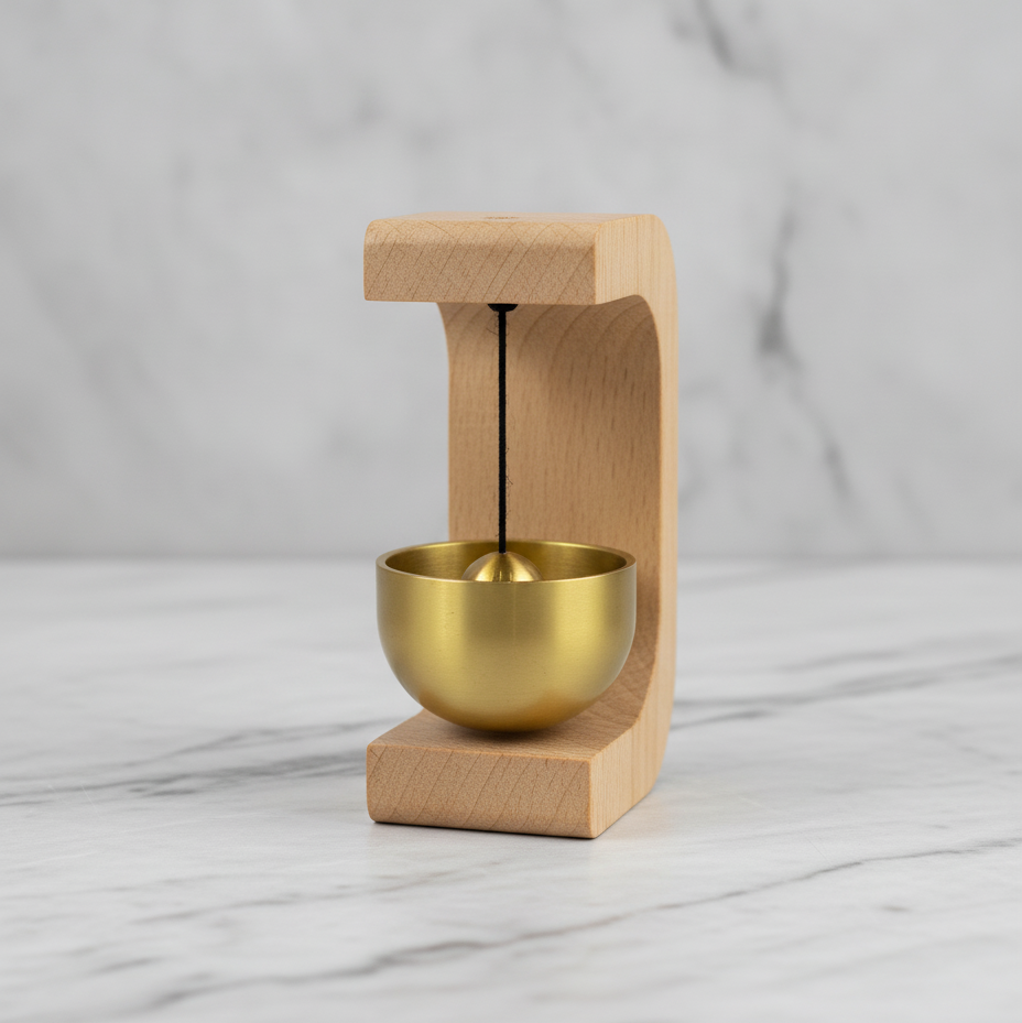 Mini Meditation Bell | Wooden Frame Gong for Relaxation & Home Décor